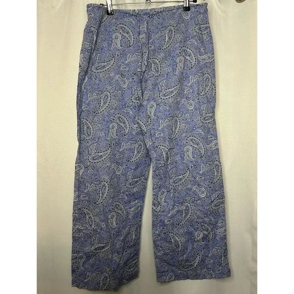Lauren Ralph Lauren Women's Small Paisley Long Sleeve Button Blue Pajamas Set - Picture 5 of 6